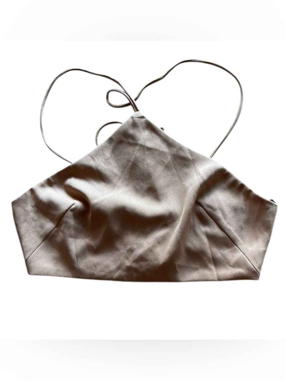 Forever 21 Khaki Satin Halter Crop Top - Size SMALL